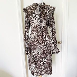 NWT Walter Baker Leopard Print Long Sleeve Dress